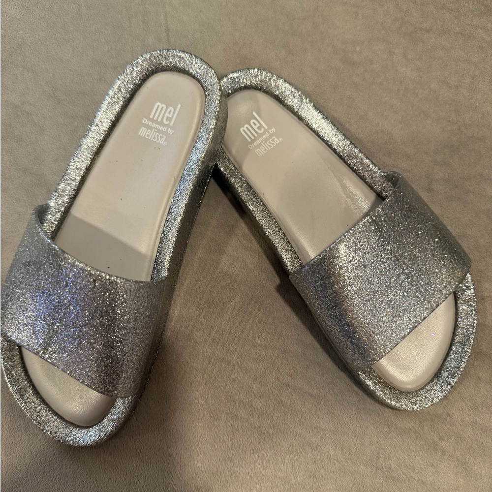 Mini Melissa Sparkling Silver Slides